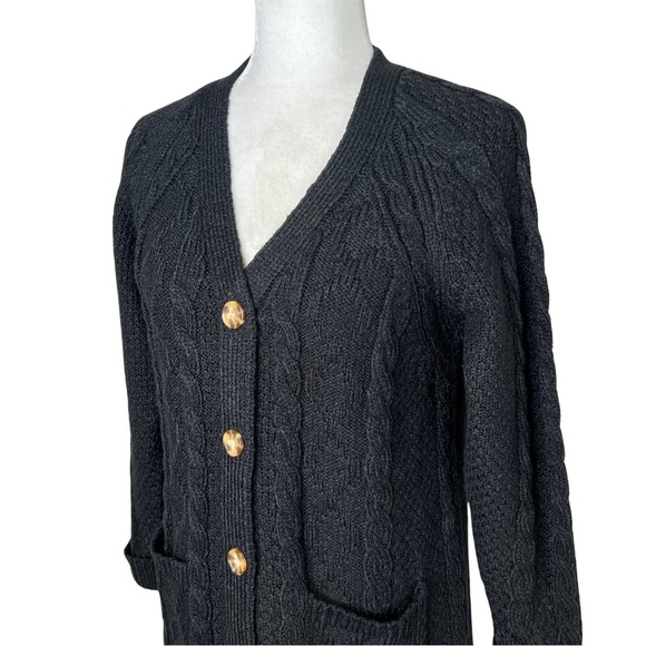 wonder nation Sweater Girls’ Cable Knit Cardigan Black Youth XL 14 16 Plus - Picture 4 of 15